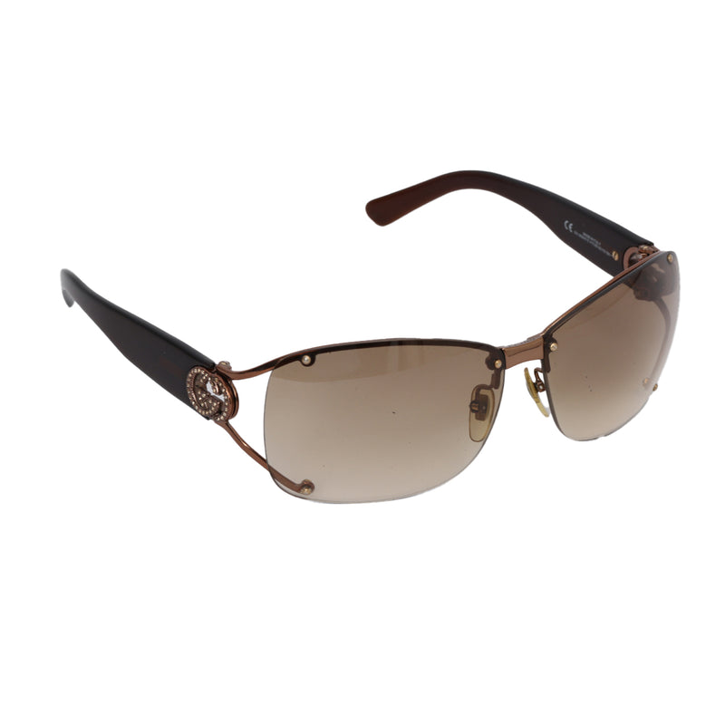 Women gucci bronze metal frame gradient tint crystal gg sunglasses 2820
