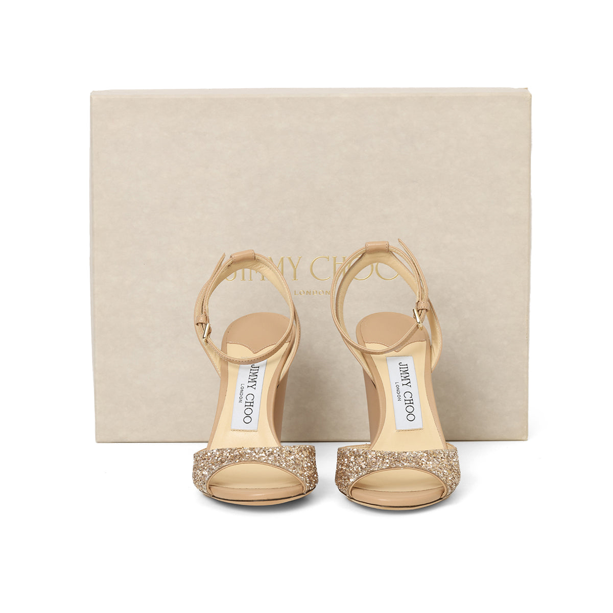 Metallic Rose Gold Coarse Glitter and Leather Miranda Peep Toe Ankle Strap Sandals EU 35 | IT35 | UK 2 | US 5