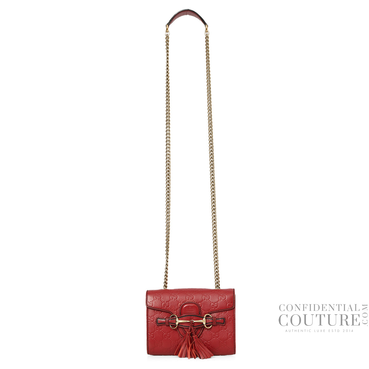 Guccissima Mini Emily Red Monogram Embossed Crossbody