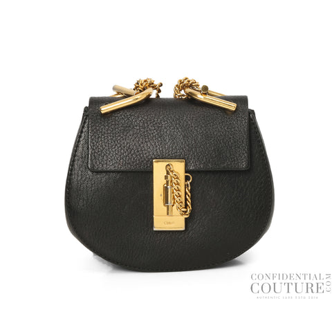 Black Drew Mini Leather Cross Body Bag