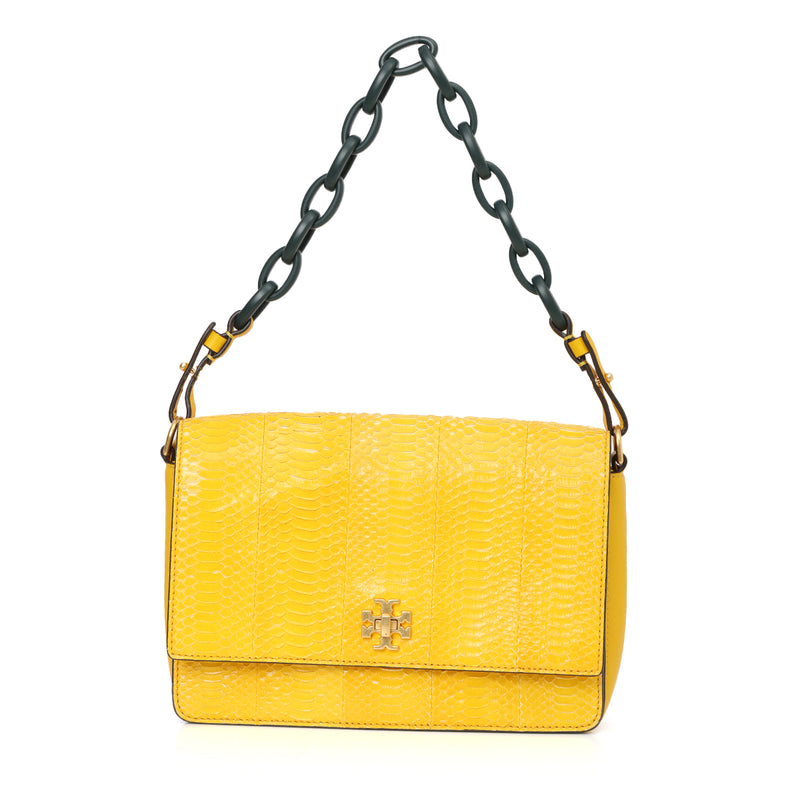 Women pre loved Tory Burch Yellow Python Kira Shoulder Bag