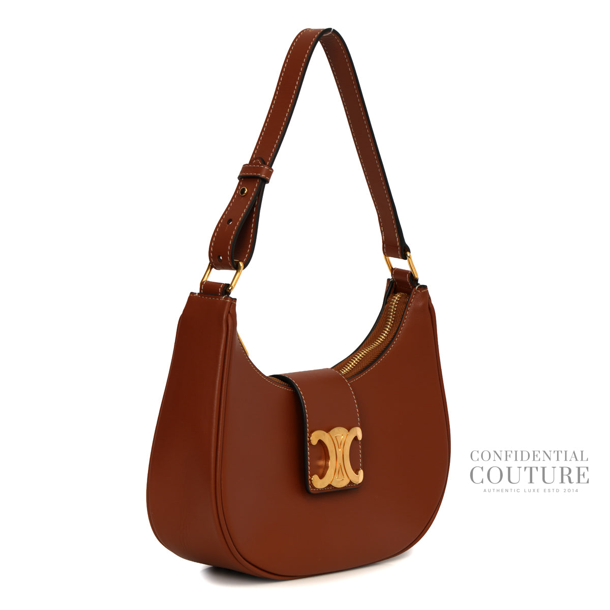 Ava Triomphe Tan Medium Sized Smooth Calfskin