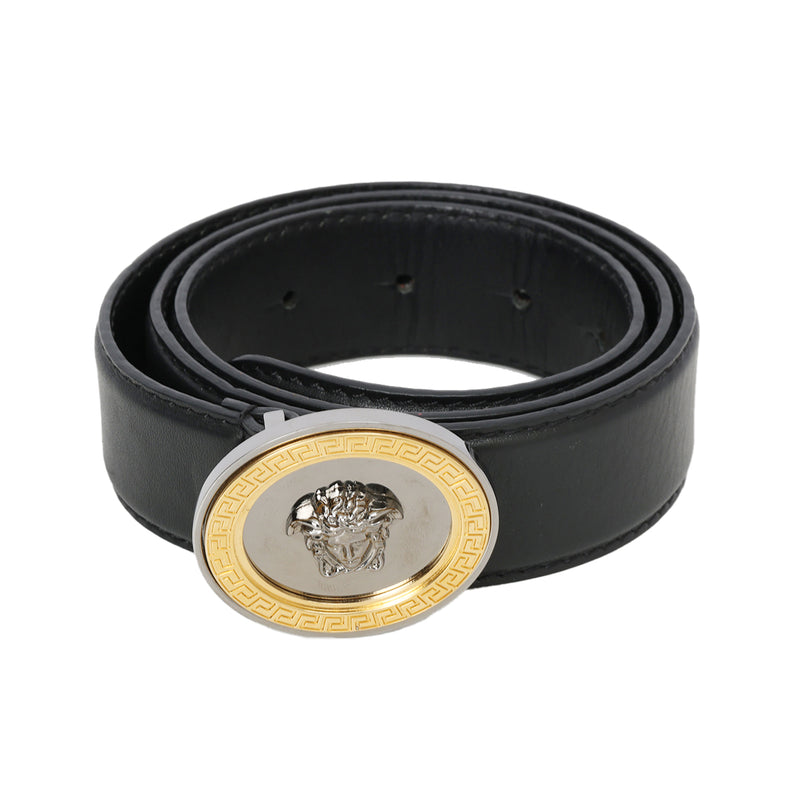 Women pre loved Versace La Medusa Black Leather Belt- 32