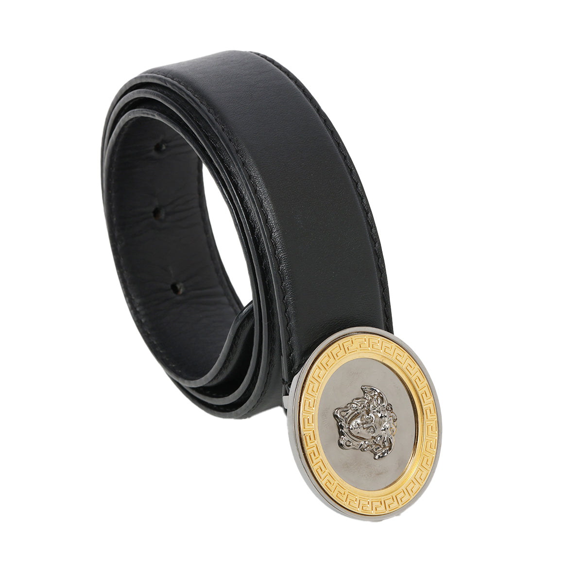 La Medusa Black Leather Belt- 32