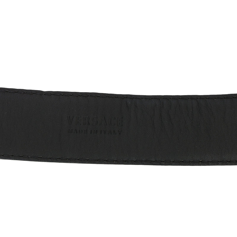 Pre loved Versace La Medusa Black Leather Belt- 32