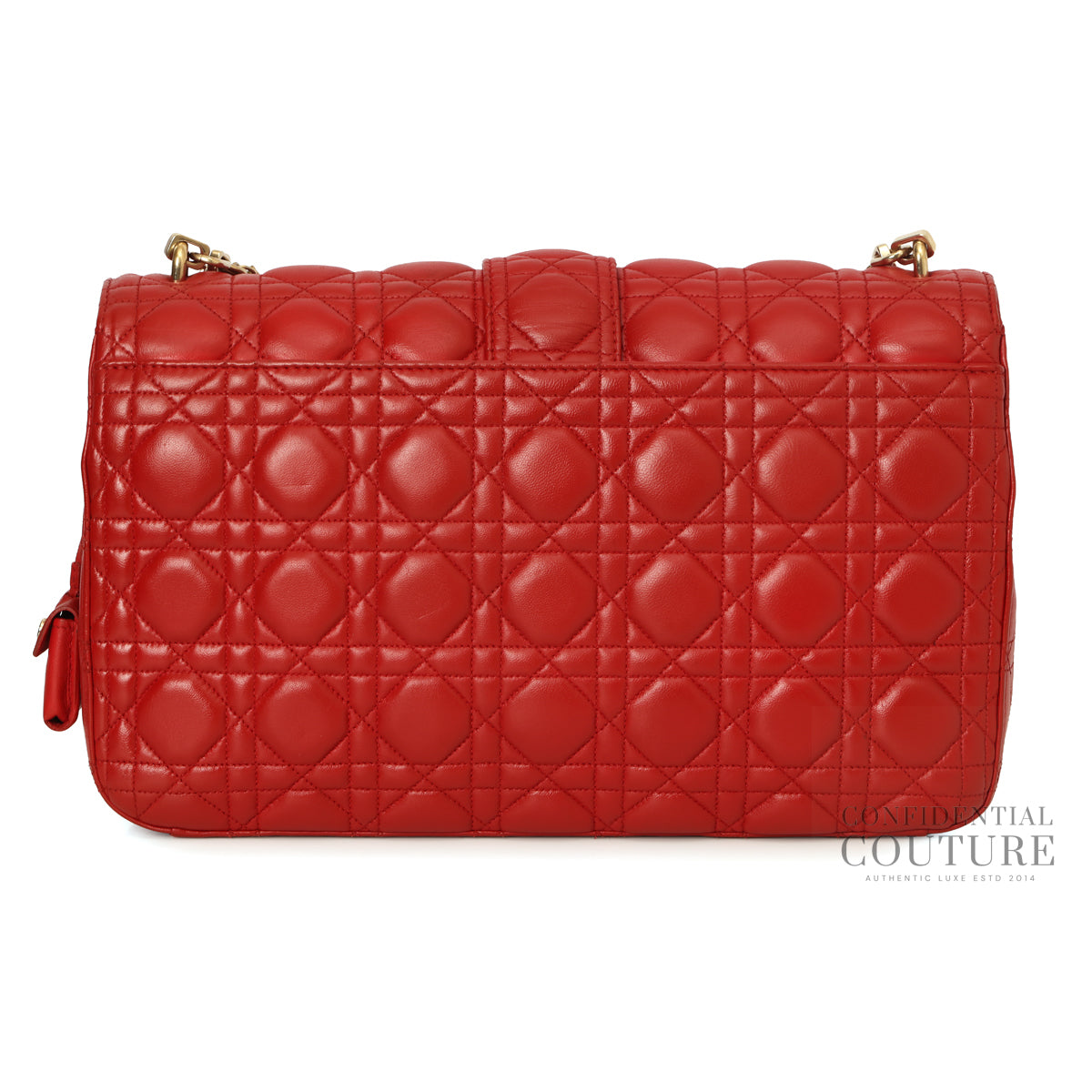 Red Cannage Quilted Lambskin Leather Miss Dior Large Flap Bag