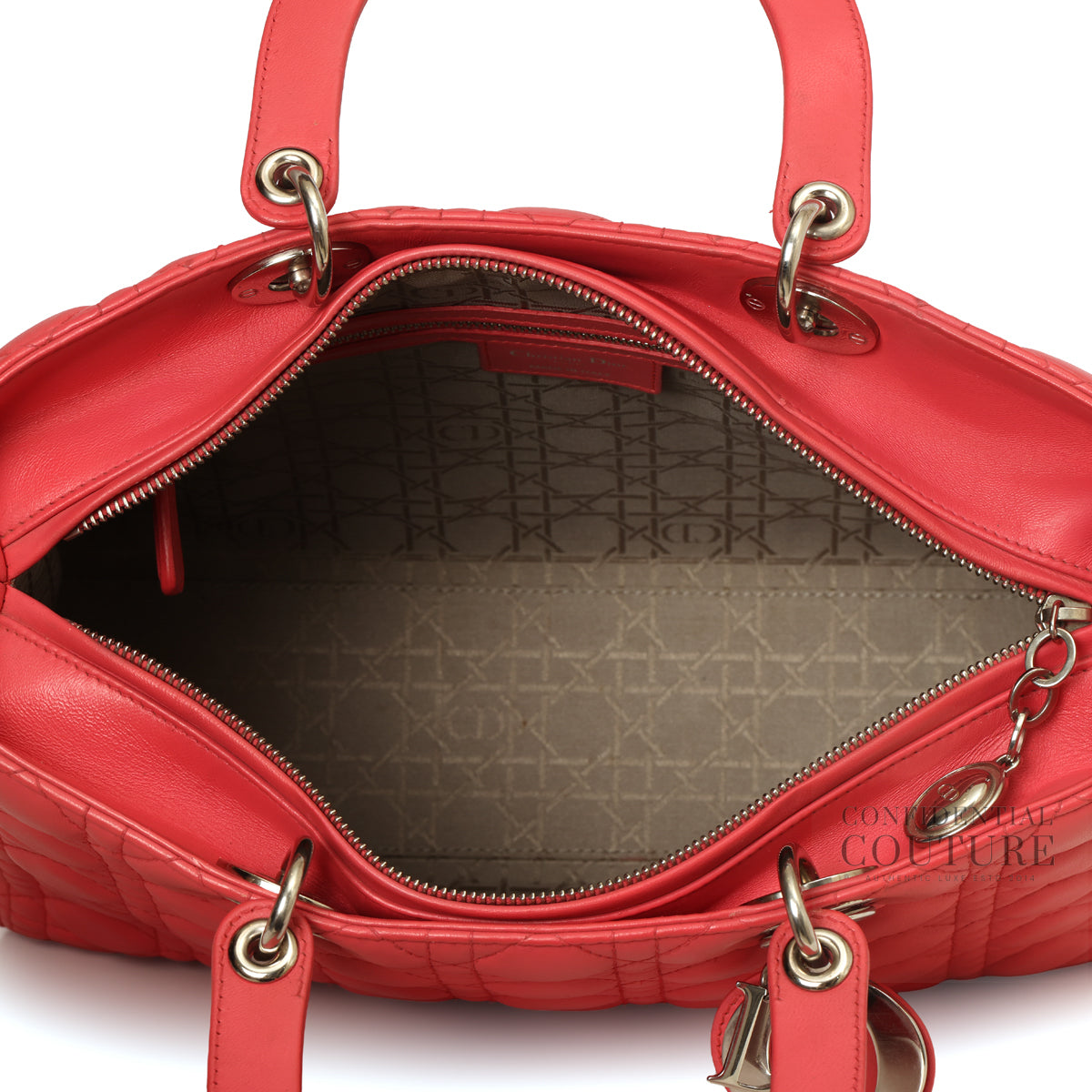 Salmon Pink Cannage Quilted Lambskin Leather Large Lady Dior Bag