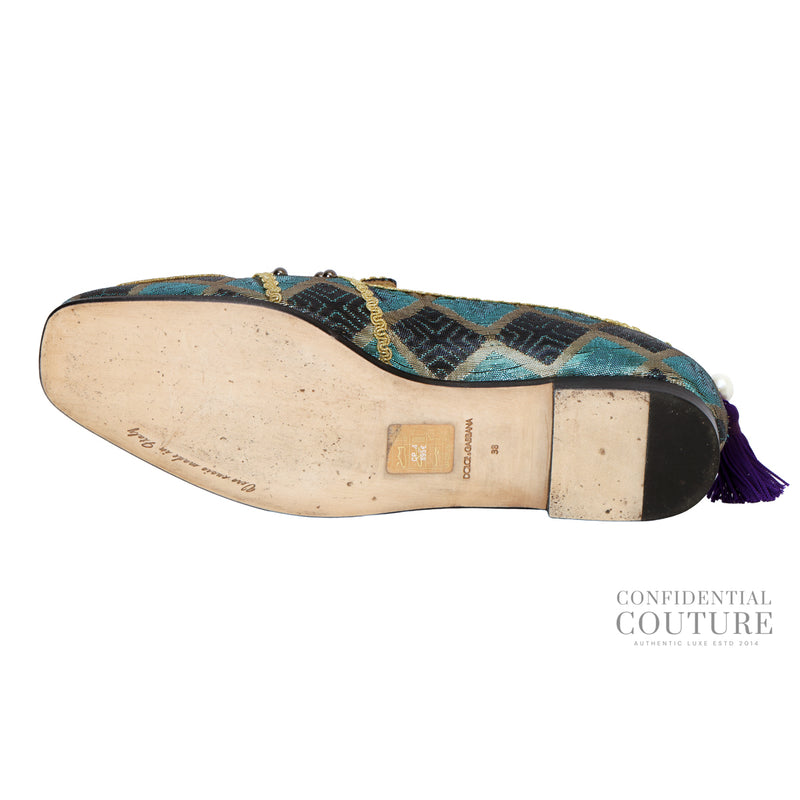 Pre-loved Dolce & Gabbana Multicolor Jacquard Embellished Loafers. EU 38