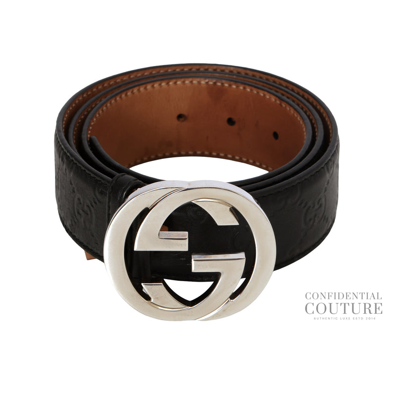Black GG Guccisima Leather Belt- 38"
