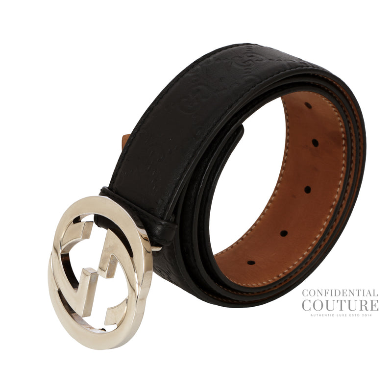 Black GG Guccisima Leather Belt- 38"
