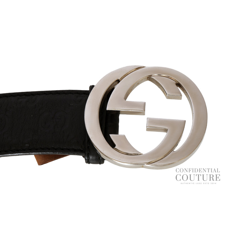 Black GG Guccisima Leather Belt- 38"