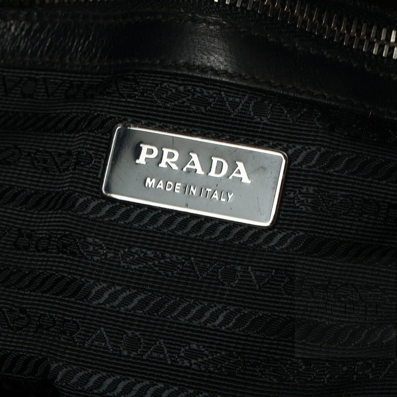 Pre-loved Prada Black Vernice Gauffre Leather Small Crossbody Satchel Bag