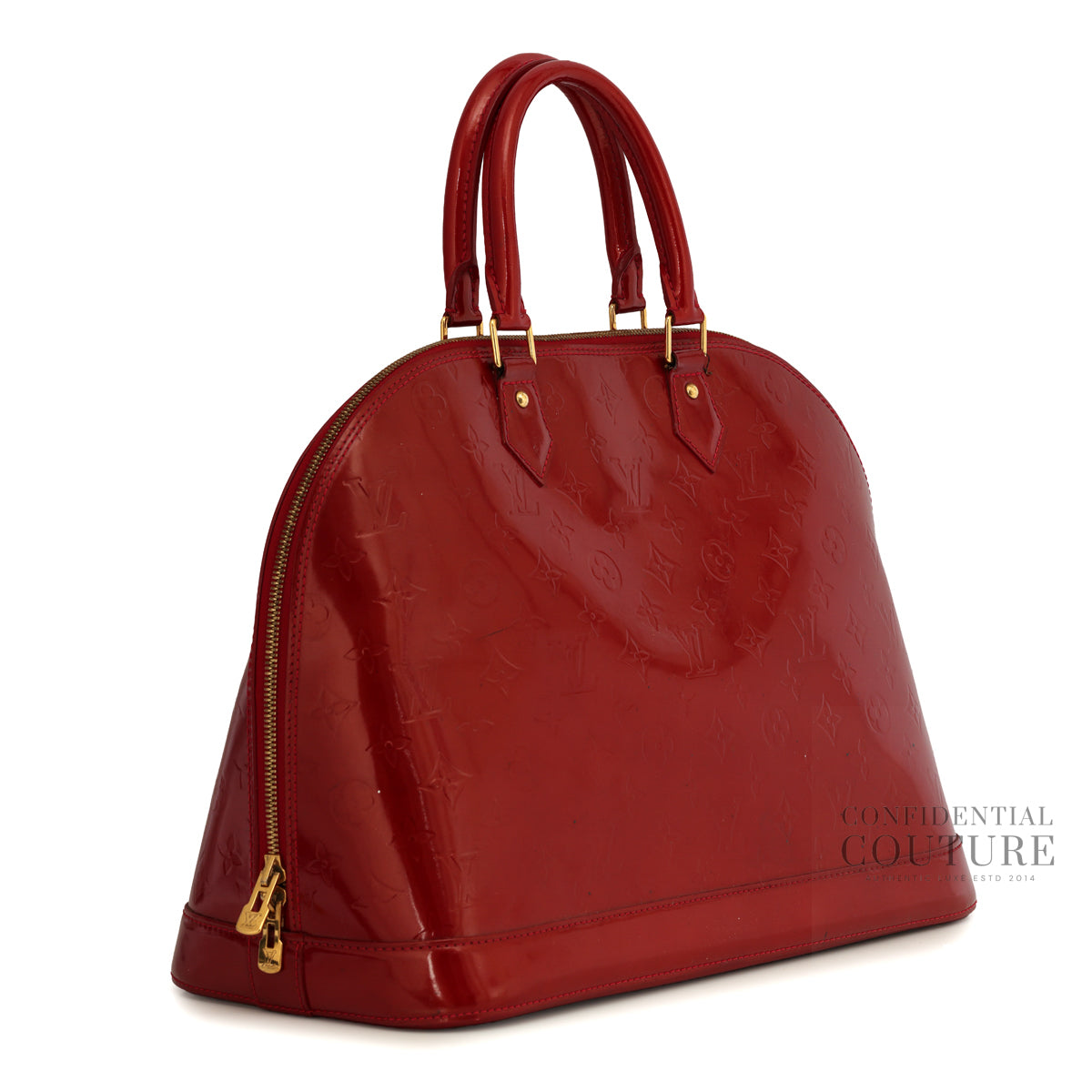 Rouge Fauviste Monogram Vernis Alma GM Bag