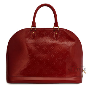 Rouge Fauviste Monogram Vernis Alma GM Bag