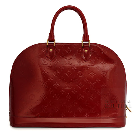 Rouge Fauviste Monogram Vernis Alma GM Bag
