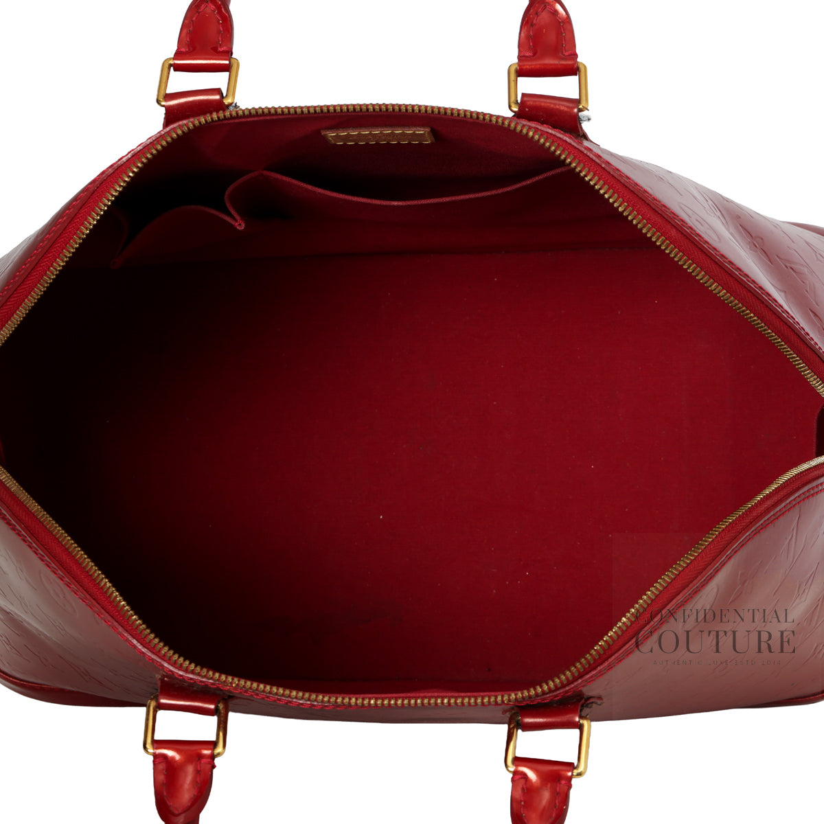 Rouge Fauviste Monogram Vernis Alma GM Bag