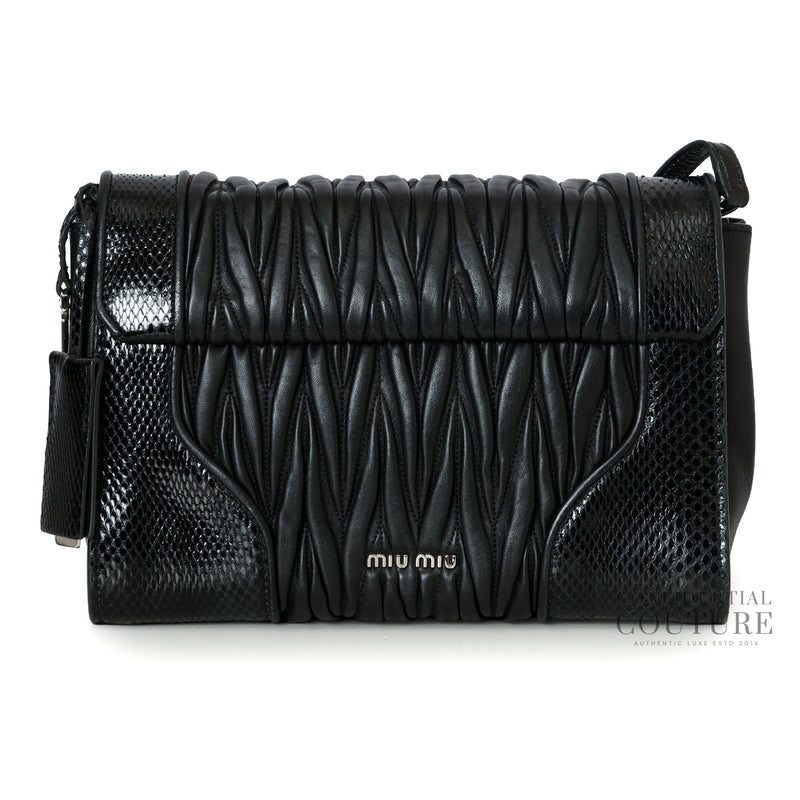 Women pre loved Miu Miu Matelassé Nappa leather Black Crossbody