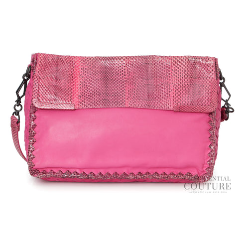 Intrecciato Leather Pink Shoulder Bag
