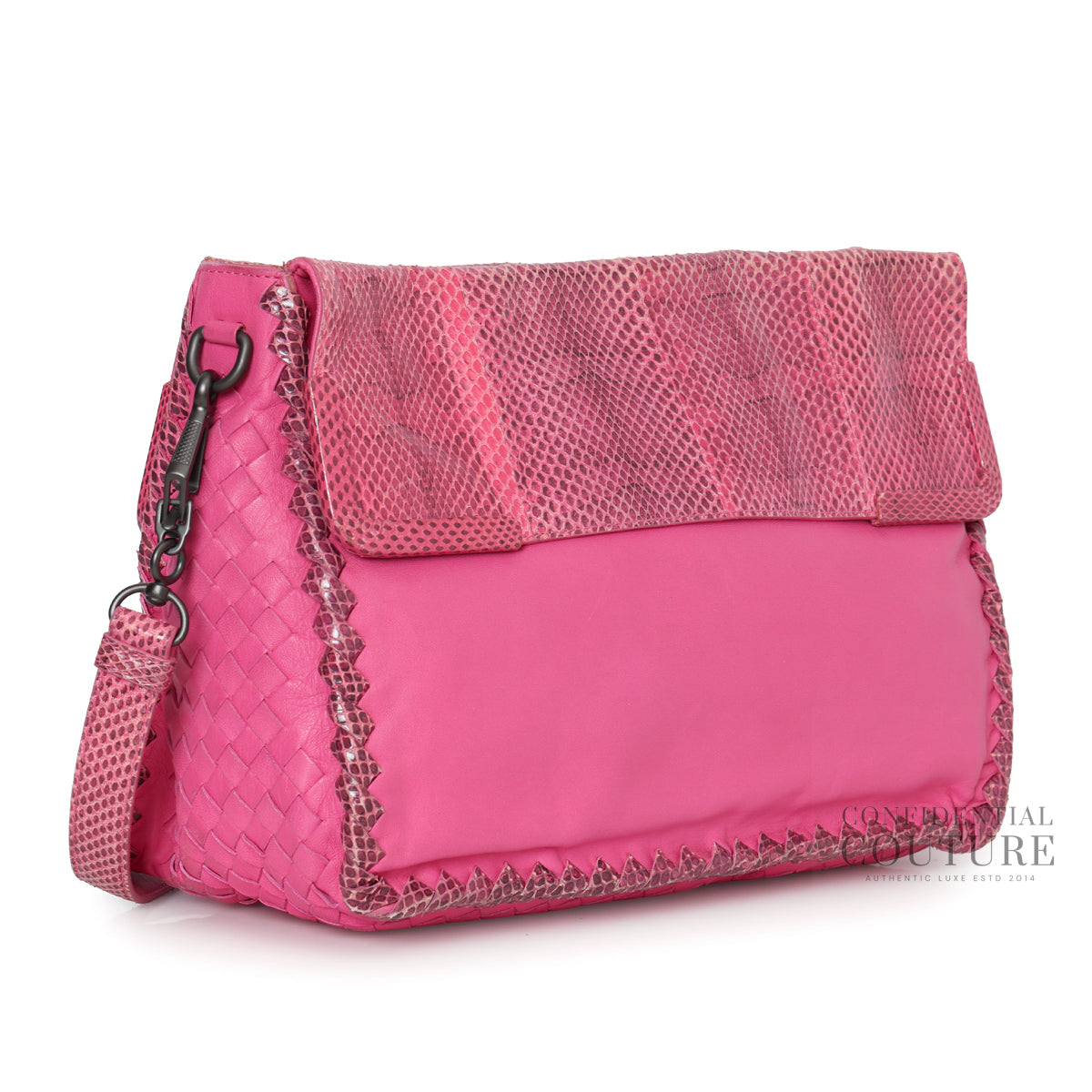 Intrecciato Leather Pink Shoulder Bag