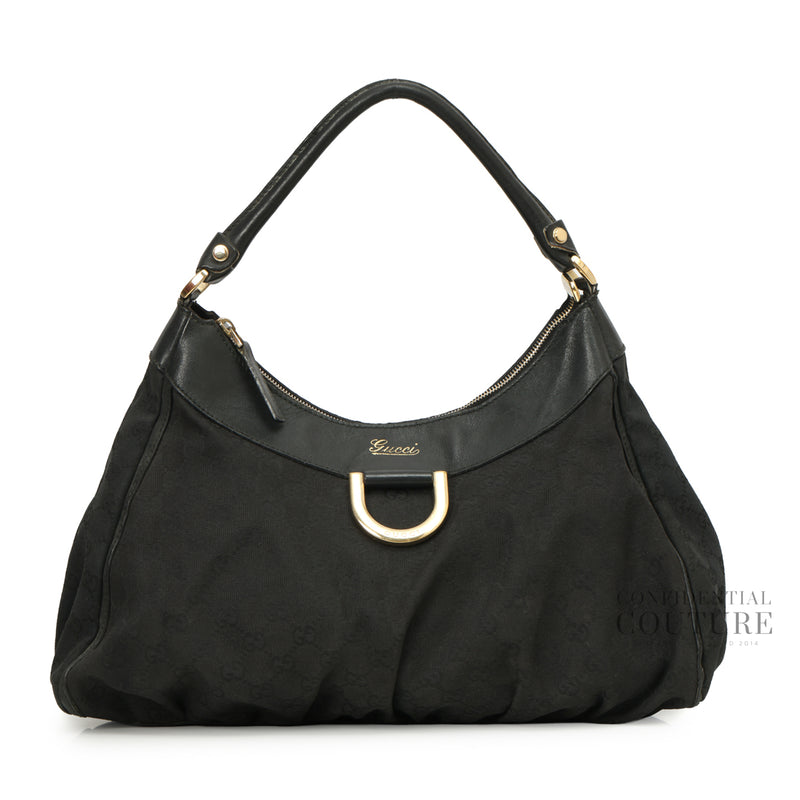 Black Canvas Small D Ring Hobo