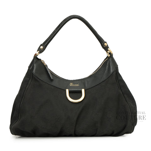Black Canvas Small D Ring Hobo