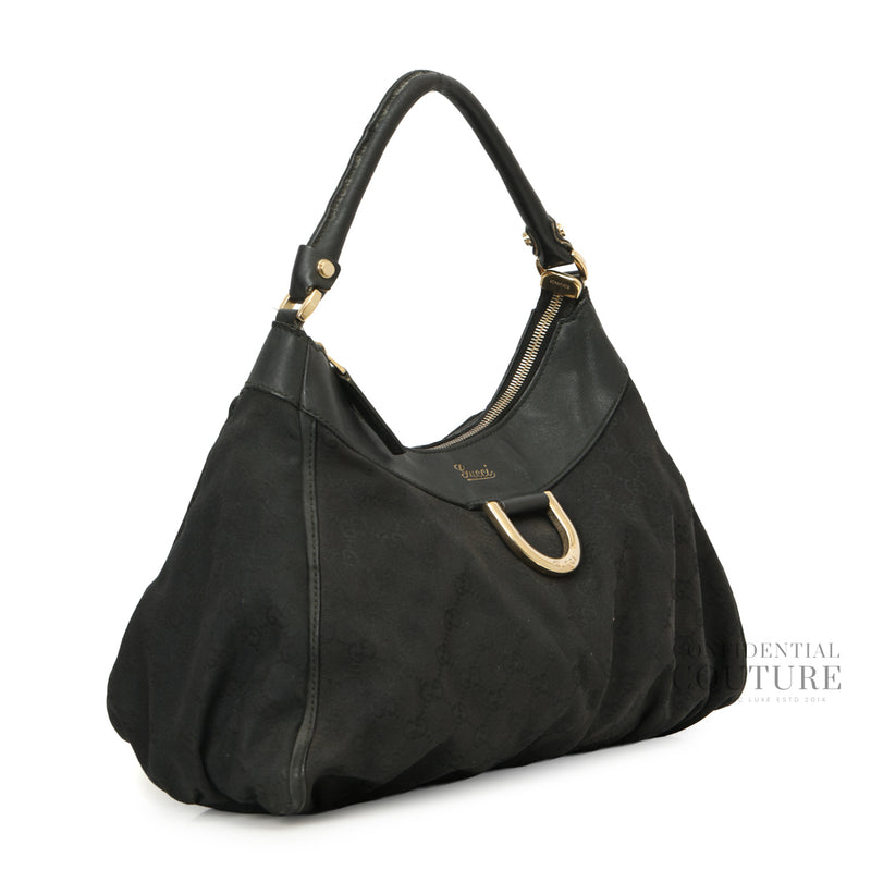 Black Canvas Small D Ring Hobo