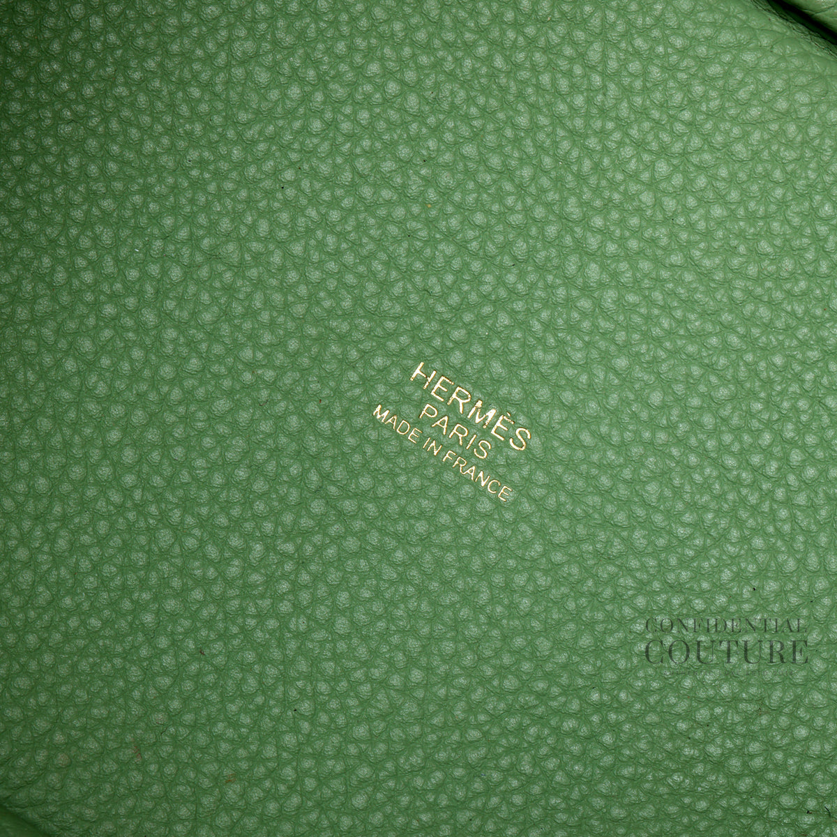 Picotin Lock 18 Maurice Taurillon Vert Criquet Bag With Gold Hardware
