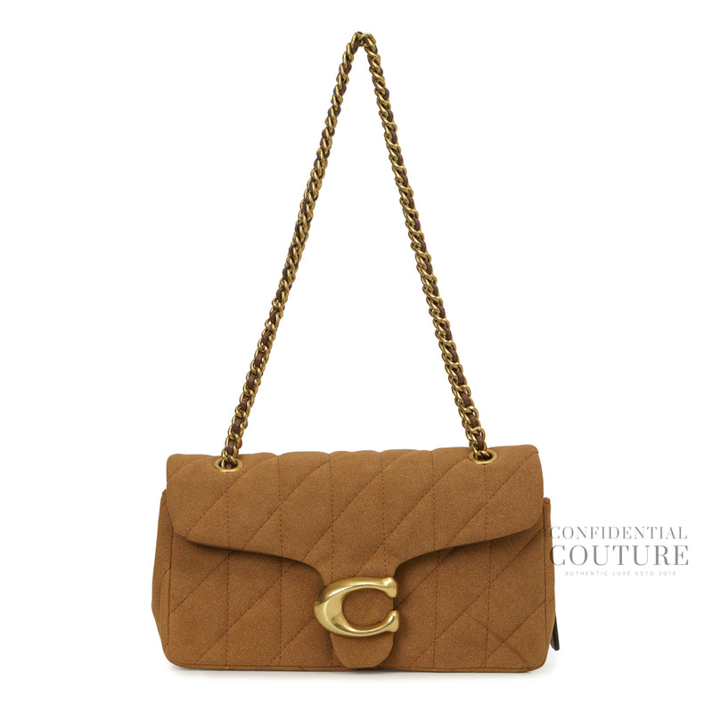 Brown Quilted Suede Tabby Shoulder Bag 26 with Chain