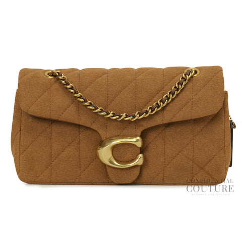 Brown Quilted Suede Tabby Shoulder Bag 26 with Chain