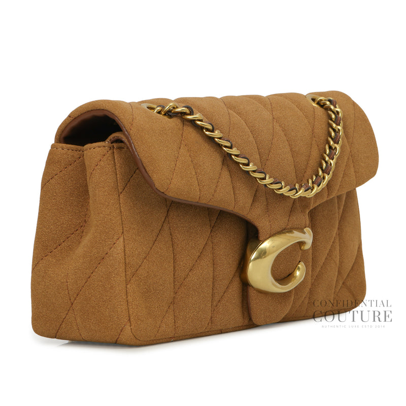 Brown Quilted Suede Tabby Shoulder Bag 26 with Chain