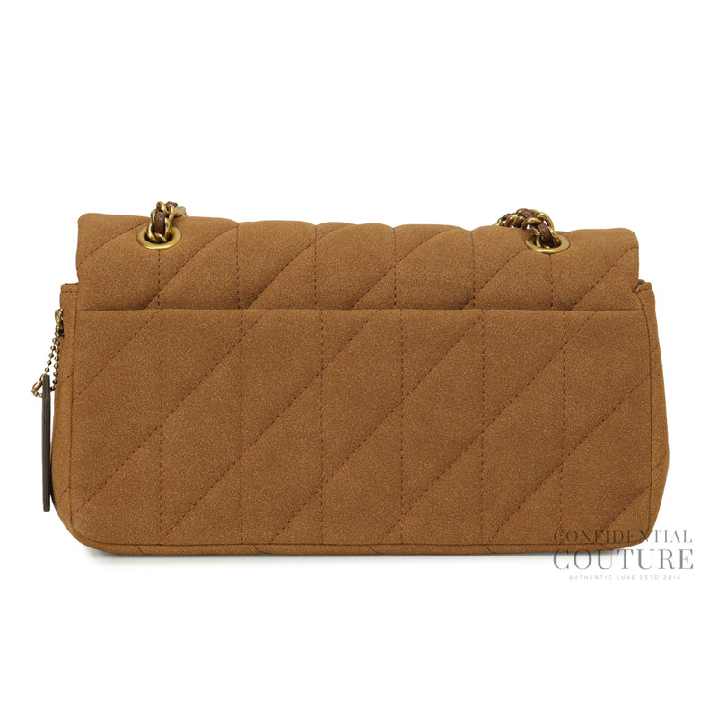 Brown Quilted Suede Tabby Shoulder Bag 26 with Chain