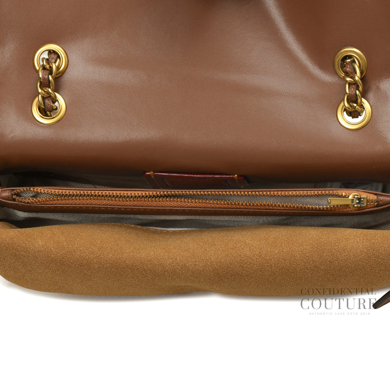Brown Quilted Suede Tabby Shoulder Bag 26 with Chain