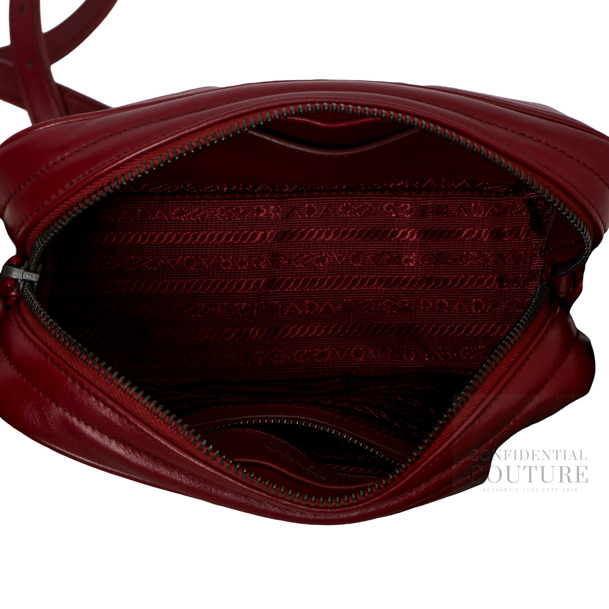 Maroon Quilted Soft Calfskin Leather Diagramme Camera Crossbody Bag