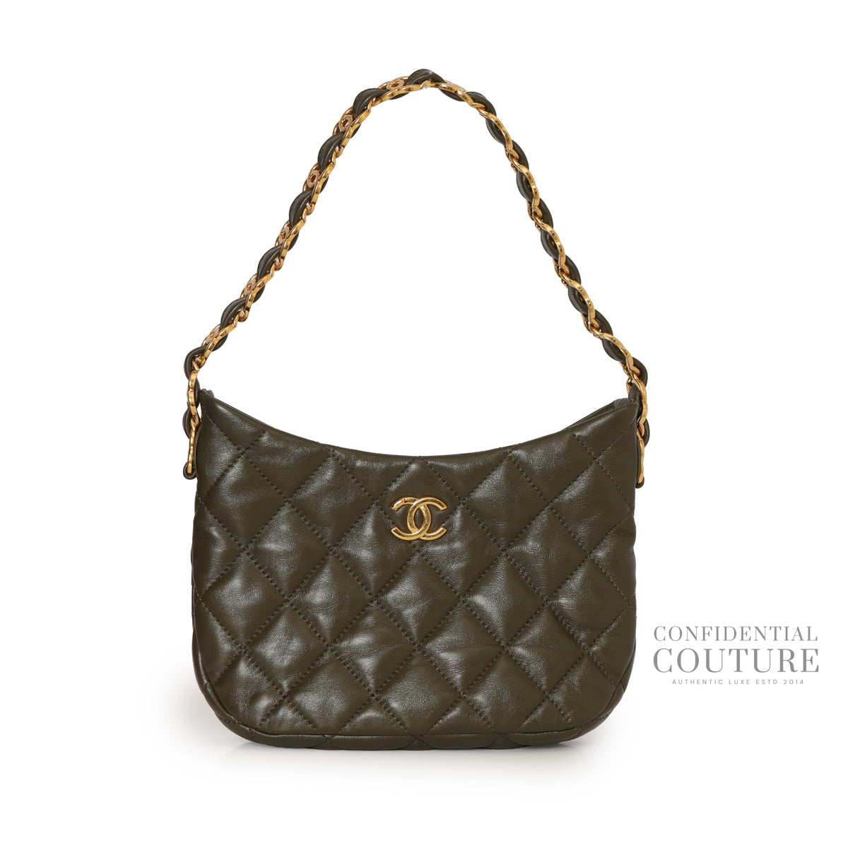 22K Olive Lambskin Hobo Bag