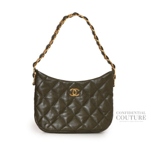 22K Olive Lambskin Hobo Bag