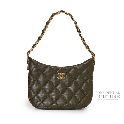 22K Olive Lambskin Hobo Bag