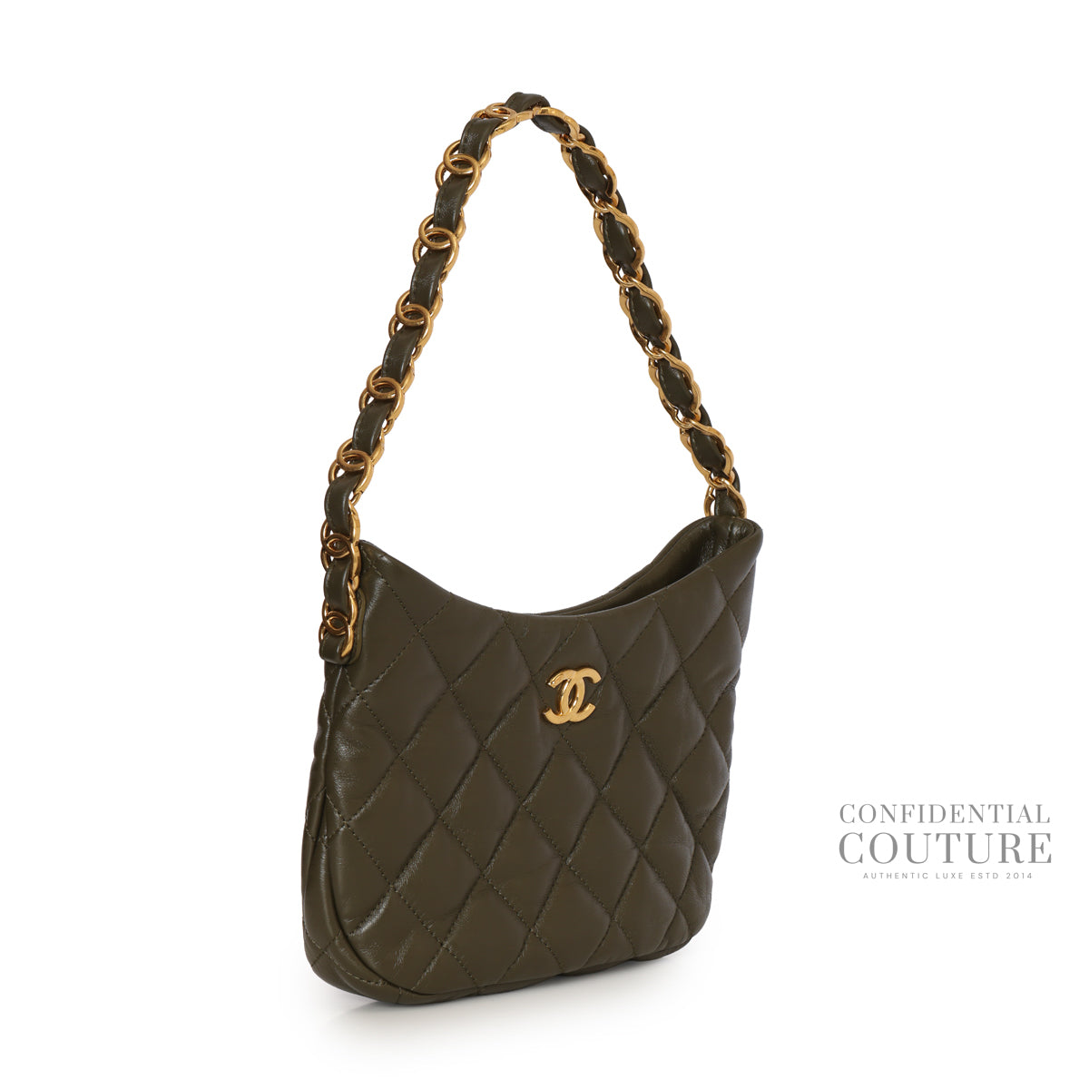 22K Olive Lambskin Hobo Bag