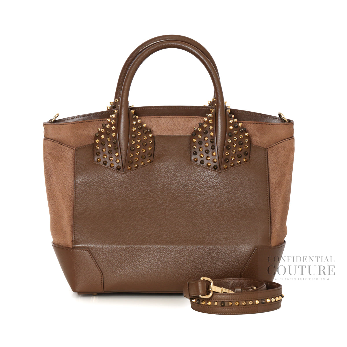 Brown Grained Calfskin Leather Large Eloise Bag