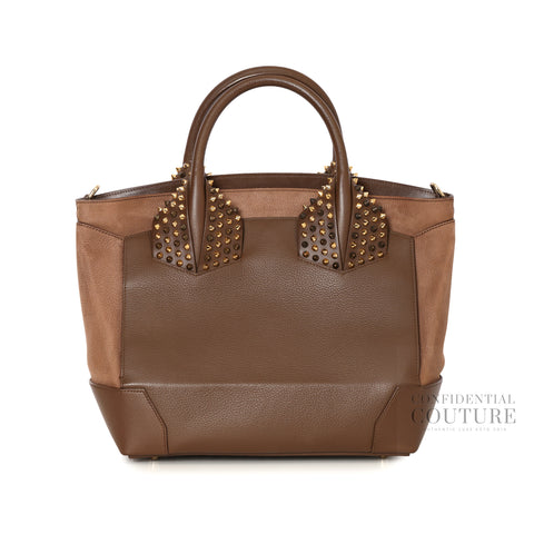 Brown Grained Calfskin Leather Large Eloise Bag