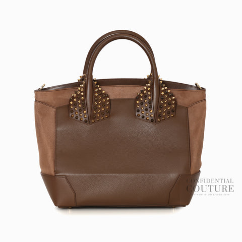 Brown Grained Calfskin Leather Large Eloise Bag