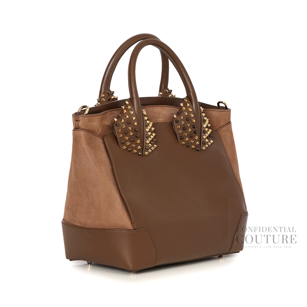 Brown Grained Calfskin Leather Large Eloise Bag