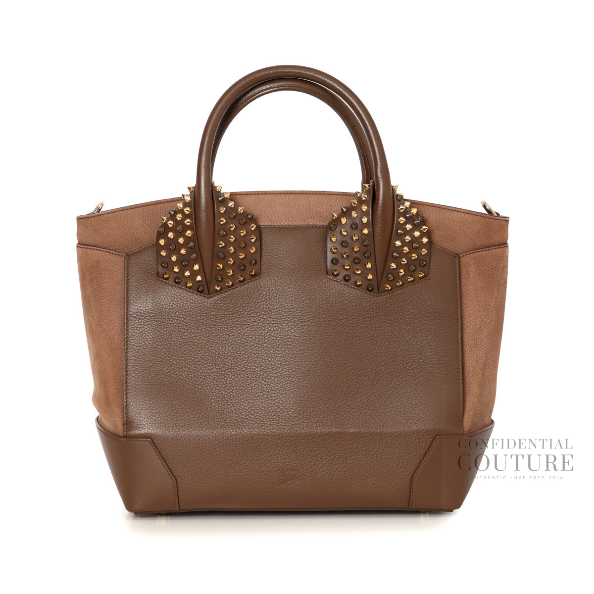 Brown Grained Calfskin Leather Large Eloise Bag