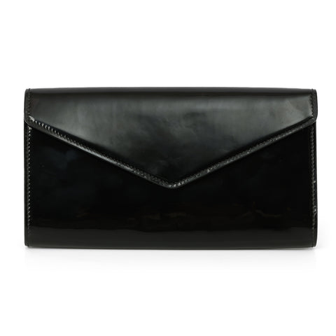 Black Patent Y Mail Envelope Clutch
