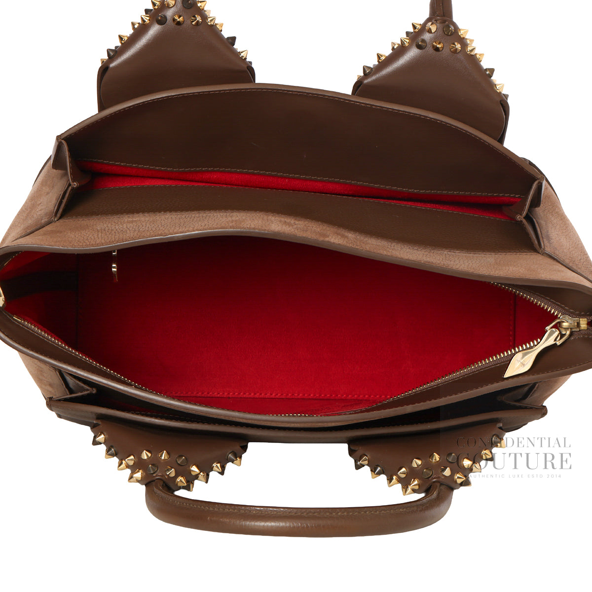 Brown Grained Calfskin Leather Large Eloise Bag