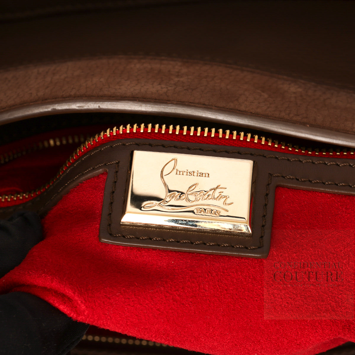 Brown Grained Calfskin Leather Large Eloise Bag