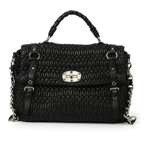 Black Maxi Leo Top Handle Bag