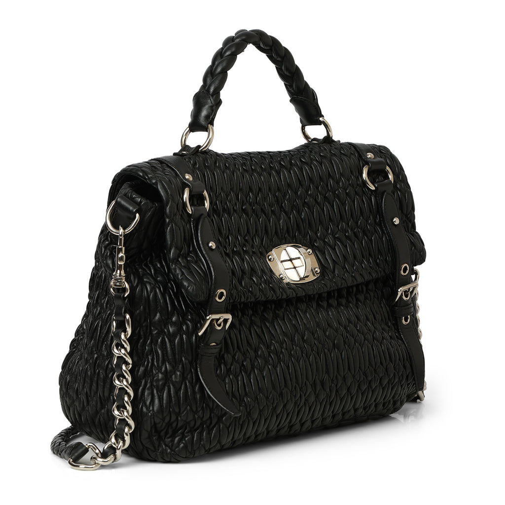 SHOP PRELOVED Miu Miu Black Maxi Cleo Top Handle Bag – 100