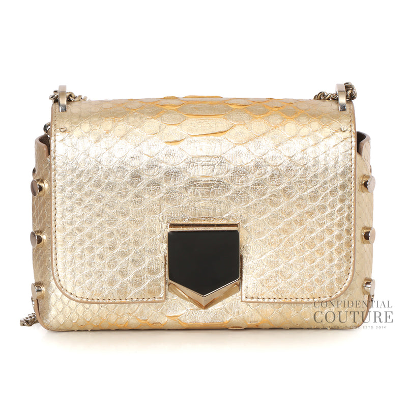 Jimmy Choo Lockett Petite Light Gold Python Bag