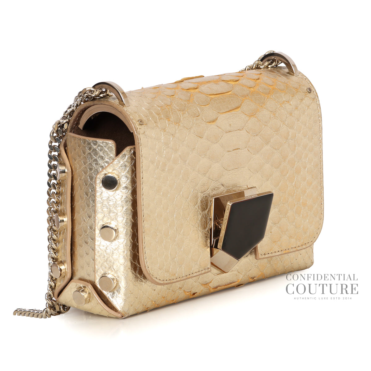 Lockett Petite Light Gold Python Bag