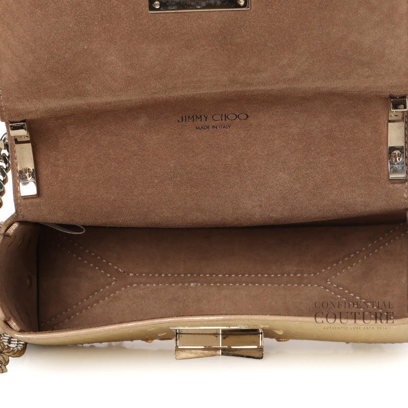 Women Jimmy Choo Lockett Petite Light Gold Python Bag